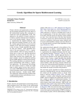 Greedy Algorithms for Sparse Reinforcement Learning