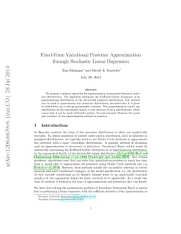 Fixed-Form Variational Posterior Approximation through Stochastic Linear
  Regression