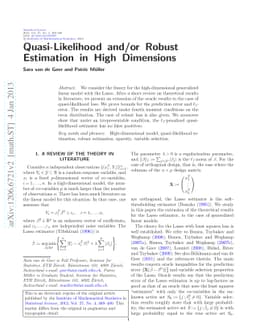 Quasi-Likelihood and/or Robust Estimation in High Dimensions