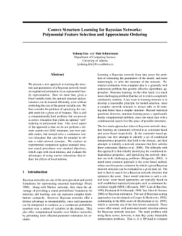 Convex Structure Learning for Bayesian Networks: Polynomial Feature
  Selection and Approximate Ordering