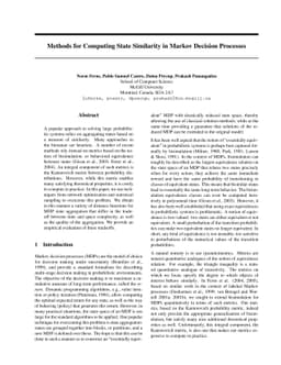 Methods for computing state similarity in Markov Decision Processes