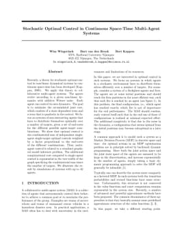 Stochastic Optimal Control in Continuous Space-Time Multi-Agent Systems