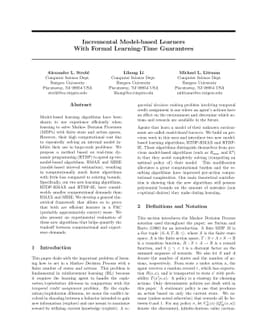 Incremental Model-based Learners With Formal Learning-Time Guarantees