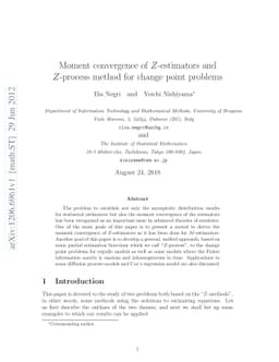 Moment convergence of $Z$-estimators and $Z$-process method for change
  point problems