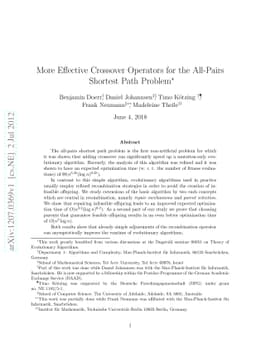 More Effective Crossover Operators for the All-Pairs Shortest Path
  Problem
