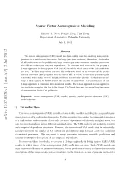 Sparse Vector Autoregressive Modeling