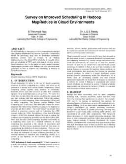 Survey on Improved Scheduling in Hadoop MapReduce in Cloud Environments