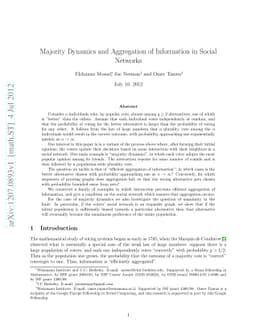 Majority Dynamics and Aggregation of Information in Social Networks