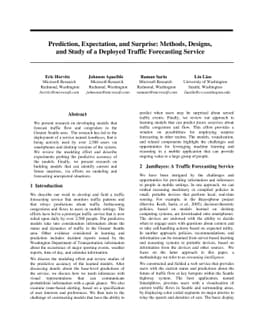 Prediction, Expectation, and Surprise: Methods, Designs, and Study of a
  Deployed Traffic Forecasting Service