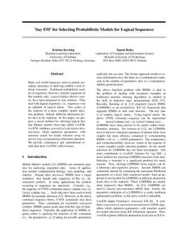 'Say EM' for Selecting Probabilistic Models for Logical Sequences