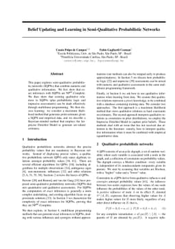 Belief Updating and Learning in Semi-Qualitative Probabilistic Networks