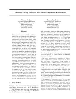 Common Voting Rules as Maximum Likelihood Estimators
