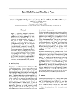 Bayes' Bluff: Opponent Modelling in Poker