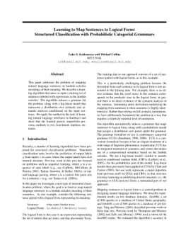 Learning to Map Sentences to Logical Form: Structured Classification
  with Probabilistic Categorial Grammars