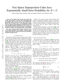Fast Sparse Superposition Codes have Exponentially Small Error
  Probability for R < C