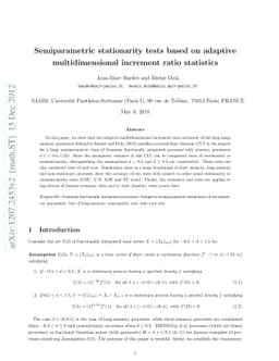 Semiparametric stationarity tests based on adaptive multidimensional
  increment ratio statistics