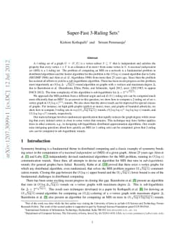 Super-Fast 3-Ruling Sets