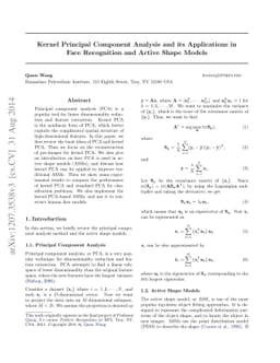 Kernel Principal Component Analysis and its Applications in Face
  Recognition and Active Shape Models