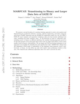 MARFCAT: Transitioning to Binary and Larger Data Sets of SATE IV
