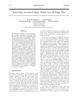 Recovering Articulated Object Models from 3D Range Data