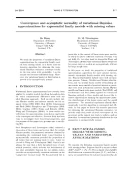 Convergence and asymptotic normality of variational Bayesian
  approximations for exponential family models with missing values