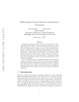 Differentially Private Iterative Synchronous Consensus
