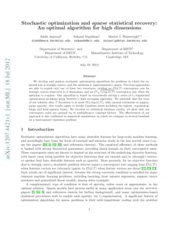 Stochastic optimization and sparse statistical recovery: An optimal
  algorithm for high dimensions