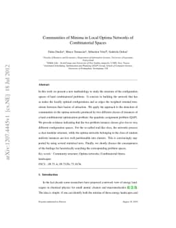 Communities of Minima in Local Optima Networks of Combinatorial Spaces