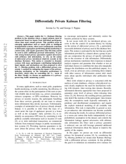 Differentially Private Kalman Filtering