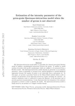 Estimation of the intensity parameter of the germ-grain
  Quermass-interaction model when the number of germs is not observed