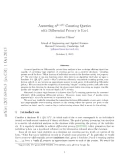 Answering n^{2+o(1)} Counting Queries with Differential Privacy is Hard