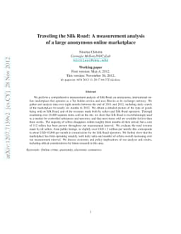 Traveling the Silk Road: A measurement analysis of a large anonymous
  online marketplace