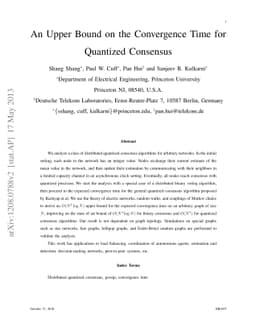 An Upper Bound on the Convergence Time for Quantized Consensus