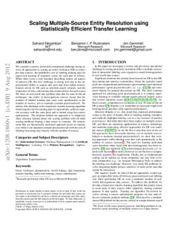 Scaling Multiple-Source Entity Resolution using Statistically Efficient
  Transfer Learning