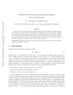 Variable Selection with Exponential Weights and $l_0$-Penalization