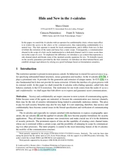 Hide and New in the Pi-Calculus