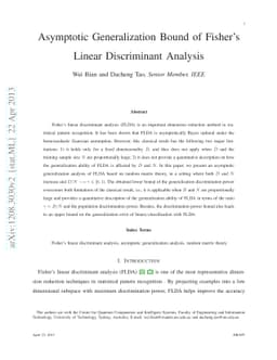 Asymptotic Generalization Bound of Fisher's Linear Discriminant Analysis