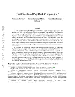 Fast Distributed PageRank Computation