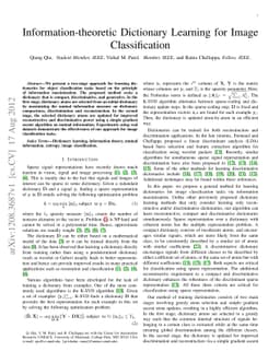 Information-theoretic Dictionary Learning for Image Classification
