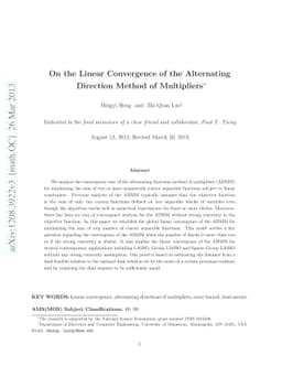 On the Linear Convergence of the Alternating Direction Method of
  Multipliers