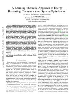 A Learning Theoretic Approach to Energy Harvesting Communication System
  Optimization
