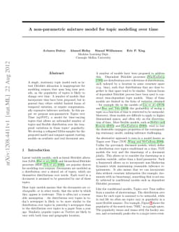 A non-parametric mixture model for topic modeling over time
