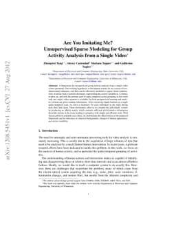 Are You Imitating Me? Unsupervised Sparse Modeling for Group Activity
  Analysis from a Single Video