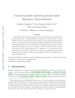 Censored quantile regression processes under dependence and penalization