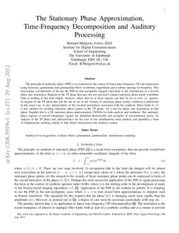 The Stationary Phase Approximation, Time-Frequency Decomposition and
  Auditory Processing