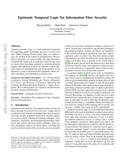 Epistemic Temporal Logic for Information Flow Security