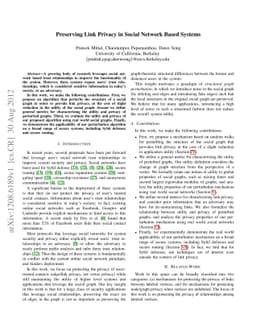 Preserving Link Privacy in Social Network Based Systems