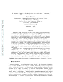 A Widely Applicable Bayesian Information Criterion