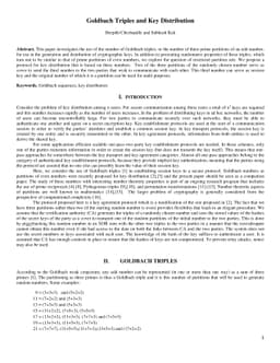 Goldbach Triples and Key Distribution
