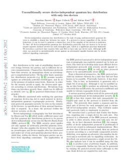 Unconditionally secure device-independent quantum key distribution with
  only two devices